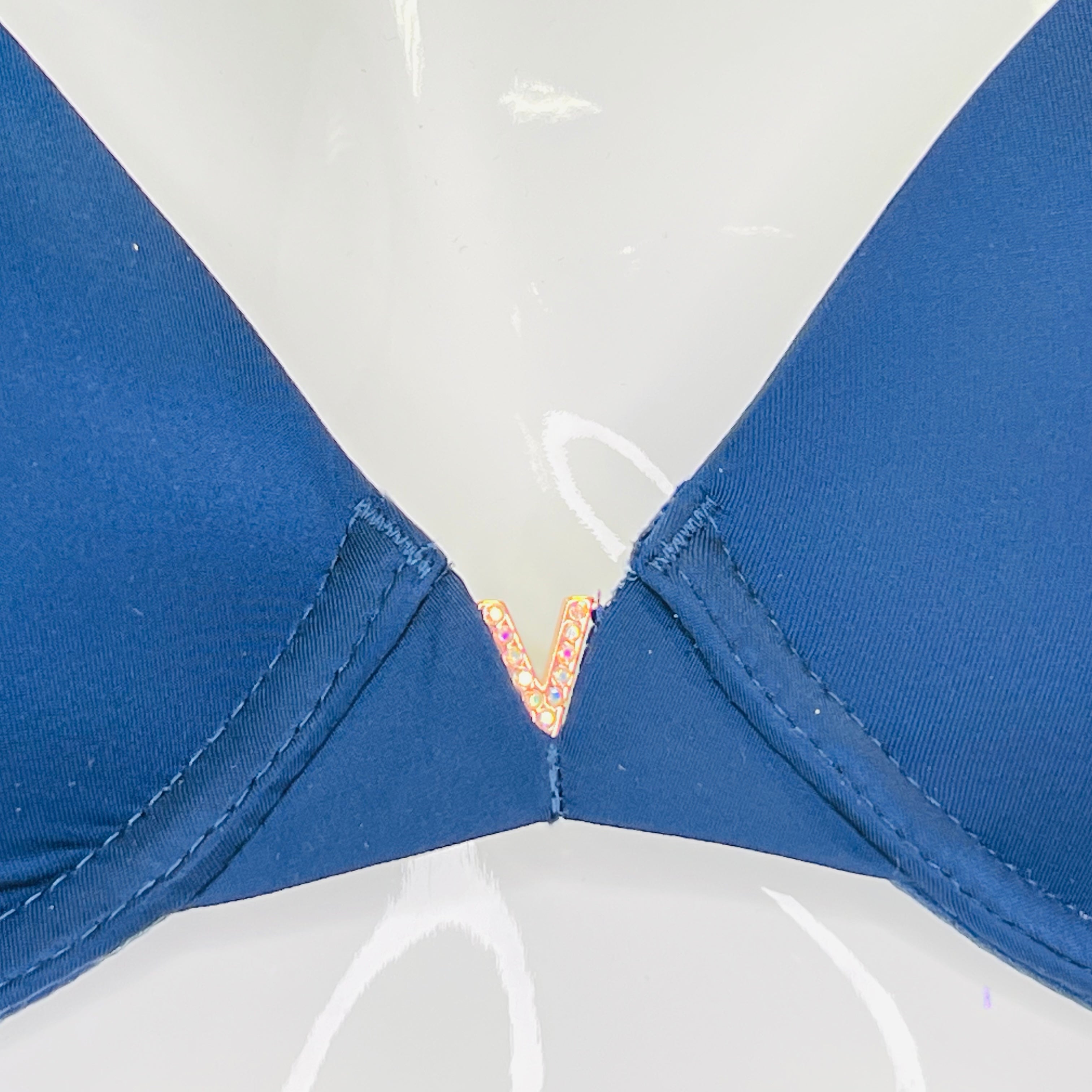 Modrá podprsenka s nastavitelnými ramínky a V-výstřihem s rhinestonemi, Victoria’s Secret