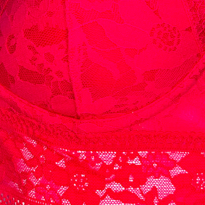 Sexy červená krajková braletka secret lace s florálním vzorem, nastavitelná ramínka