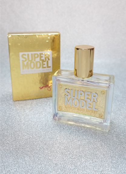 Super Model EDP parfumová lahev s zlatými detaily a krabicí, Victoria’s Secret