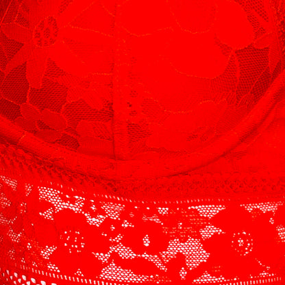 Red floral lace fabric of the sexy červená krajková braletka secret lace