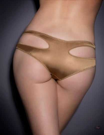 Zlaté saténové kalhotky Astra Gold od Agent Provocateur s výřezovým detailem