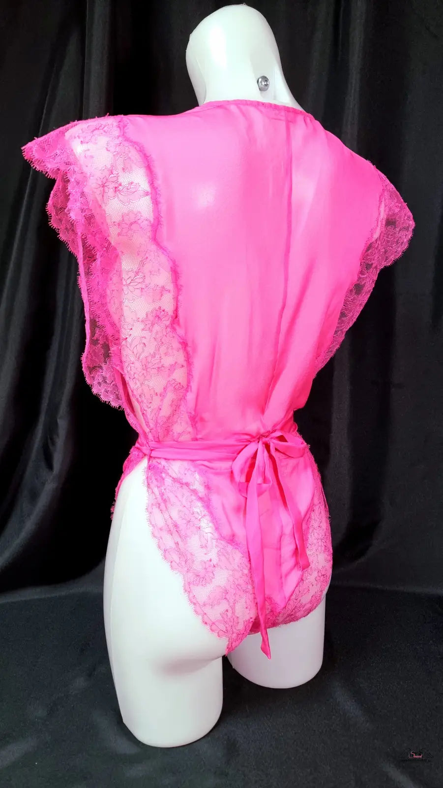 Pink lace-trimmed bodysuit, Agent Provocateur Body Willa Teddy Pink, hedvábné body