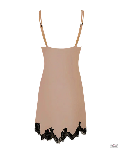Beige krátká košilka Gulia Short Slip s elegantní krajkovou výstroj