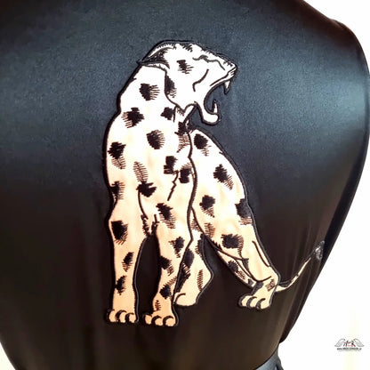 Black vestička selene panther s výrazným stylizovaným leopardím motivem