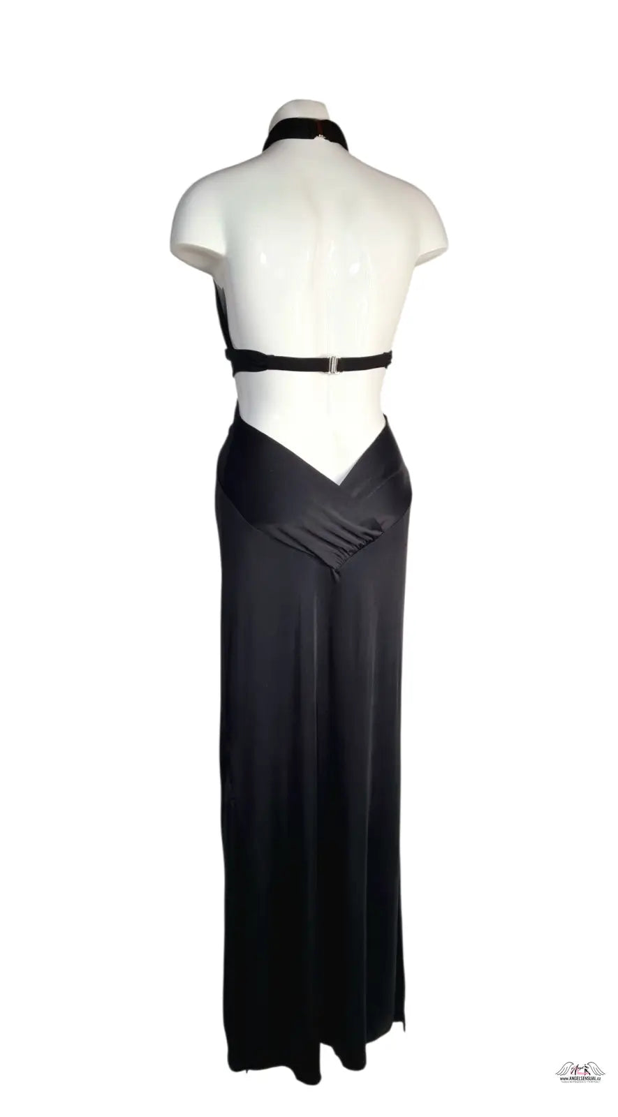 Černé halter maxi šaty Martina Agent Provocateur s V-vázaným pasem