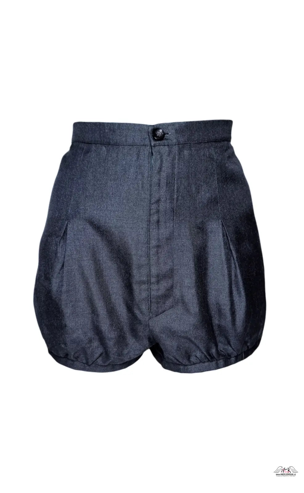 Dark blue vysokým pasem balloon šortky Agent Provocateur Hedvábné Šortky Deb s tlačítkem