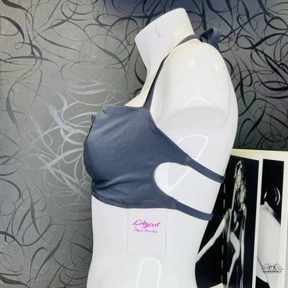 Šedý stylový horní díl plavek Agent Provocateur Agata s nastavitelnými straps