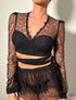 Agent Provocateur Elsey Wrap Top s krajkovými rukávy a průhlednými detaily