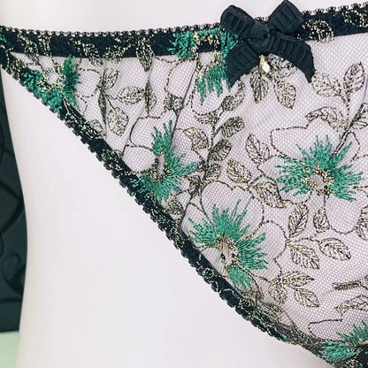 Floral embroidered síťované kalhotky Agent Provocateur Kalhotky Castalia s mašlí