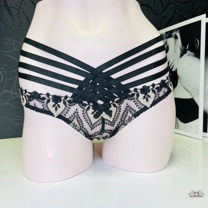 Černé krajkové kalhotky Dioni ve stylu bondage, luxusní apparel &amp; accessories