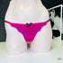 Hot pink lace thong kalhotky Lavelle od Agent Provocateur s mašlí v vínovém strečovém saténu