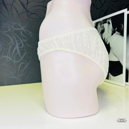 Lace-trimované bílé síťované kalhotky Agent Provocateur Kalhotky Iyla Brief s ozdobnou mašlí