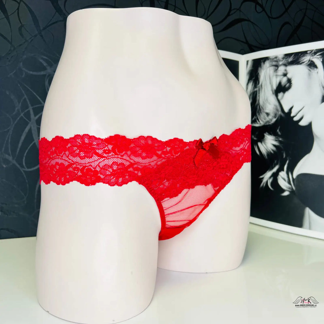 Obrázek rudé kalhotky Maillys z jemné krajky a síťoviny od Agent Provocateur