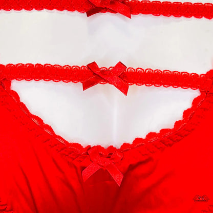 Agent Provocateur Kalhotky Red Sensual, svůdné Červené kalhotky s krajkou a mašlemi
