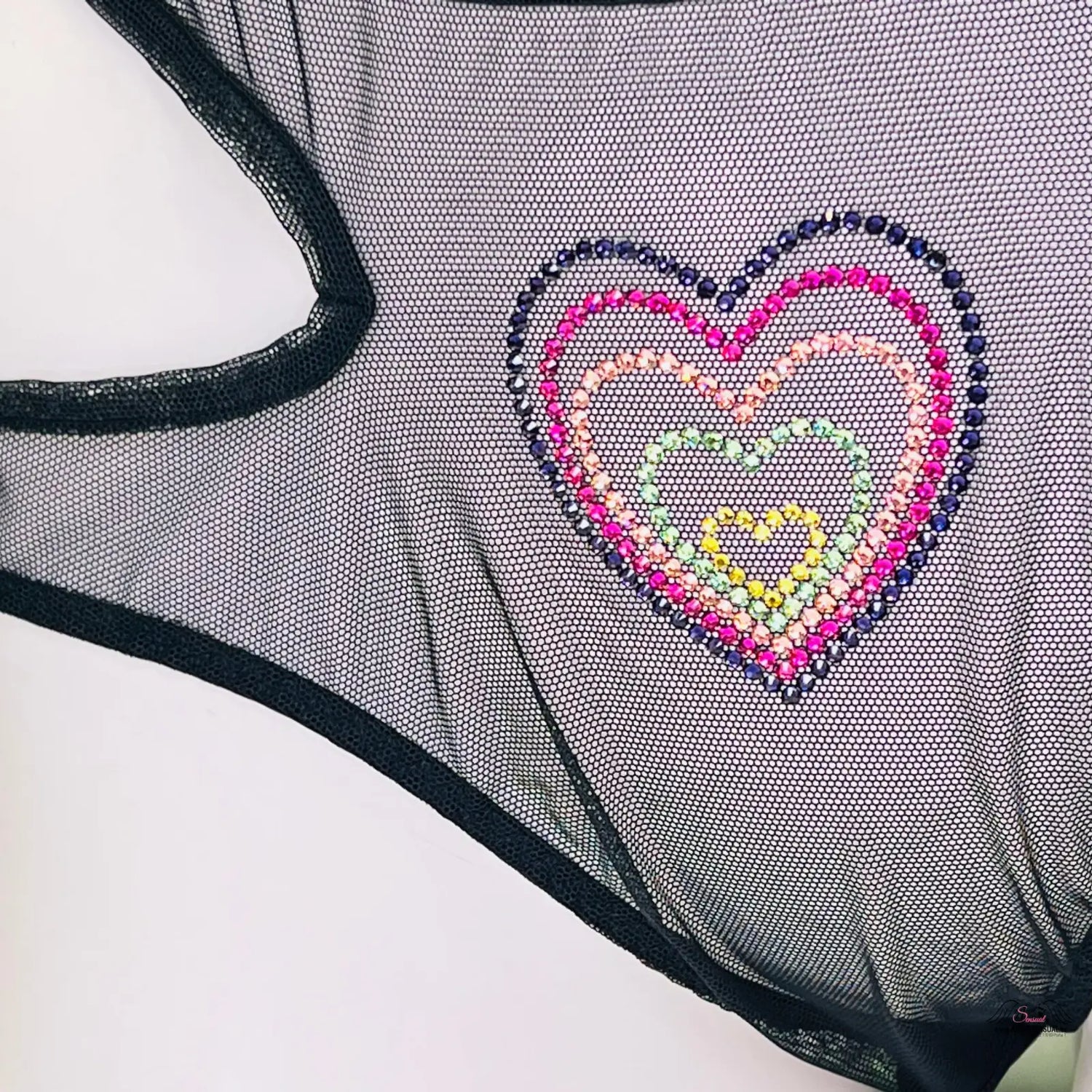 Agent Provocateur Kalhotky Valentine vysokým pasem s černo-barevnými srdíčky