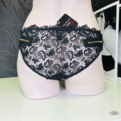 Agent Provocateur Kalhotky Zindie s černou krajkou a bílým květinovým vzorem