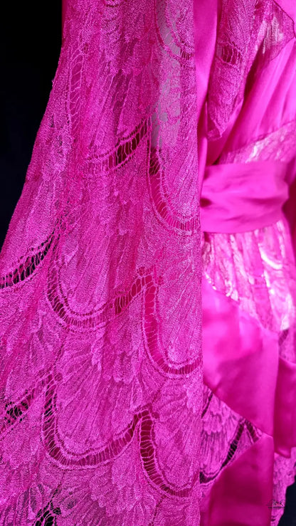 Hot pink lace kimono emie agent provocateur hebký župánek pro elegantní nošení