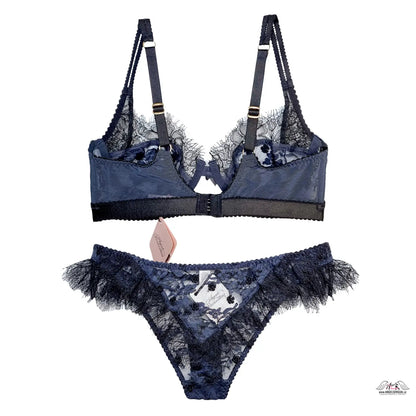 Navy modrý krajkový set agent provocateur macey s květinovým vzorem a třásněmi angel sensual smyslný anděl