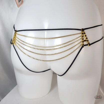 Agent Provocateur Playsuit Avery Black s zlatými řetízky a černým elastickým pásem