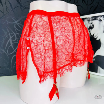 Red lace garter belt from Agent Provocateur Podvazková Sukně Annoushka with odepínatelnými knoflíčky