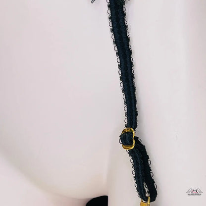 Agent Provocateur luxusní suspender černý s krajkou a zlatými kovovými sponami