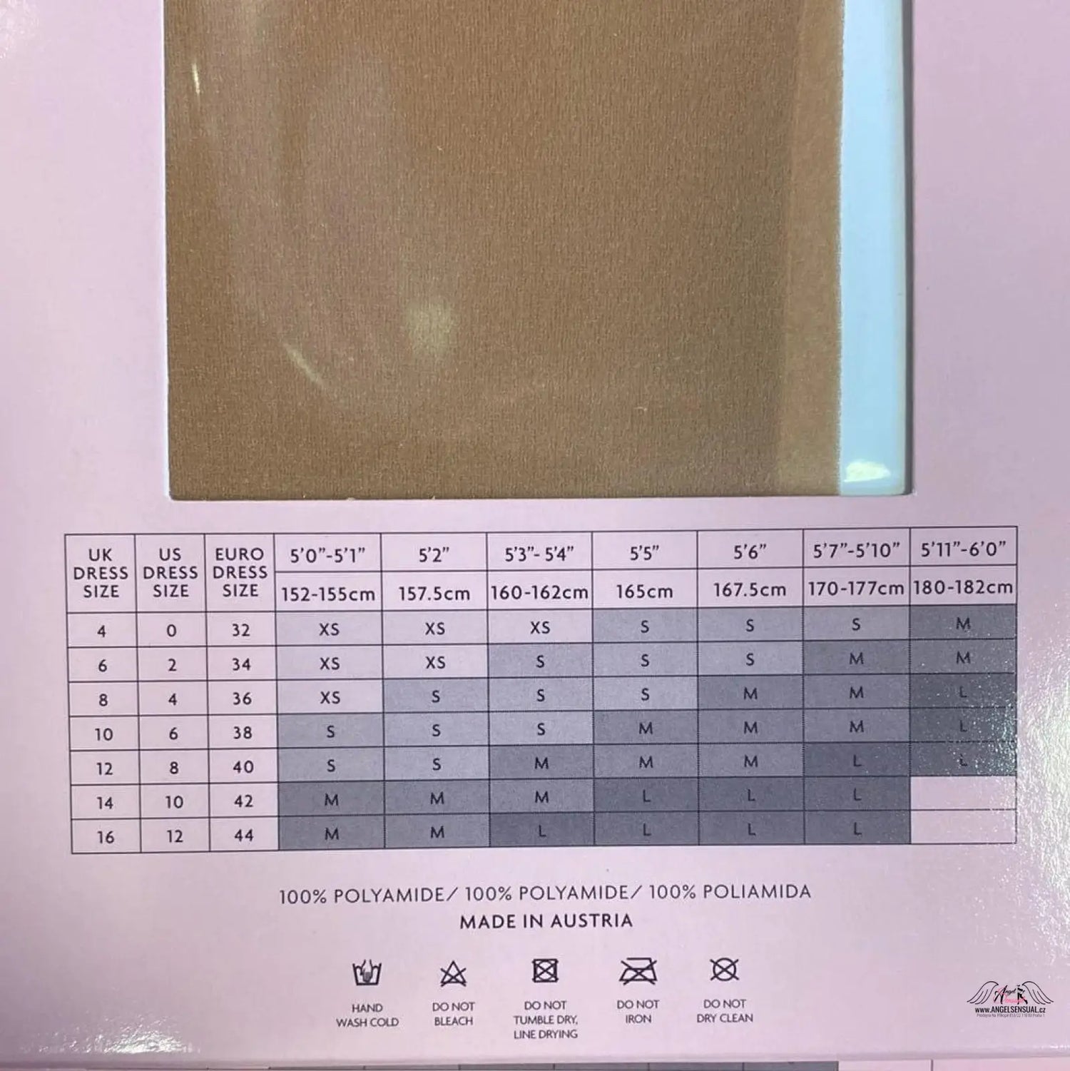 Hosiery size chart for Agent Provocateur Punčochy Taurus Hold Up Champagne Stocking 9 Denier, prodyšné podvazkové punč