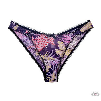 Agent Provocateur Riva: fialovo-růžová květinová tílovka s černou krajkou