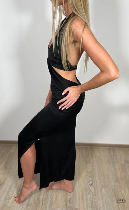 Černé halter maxi šaty Martina od Agent Provocateur, luxusní Victoria’s Secret styl