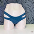 Teal bikini bottoms with side cutouts, stylový tmavě modrý spodní díl plavek s ozdobnými proužky