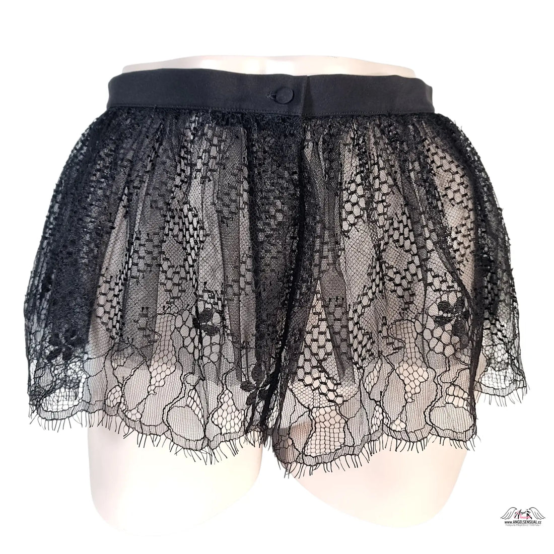 Černé krajkové šortky Sukně Elsey Black od Agent Provocateur s knoflíkovým zapínáním