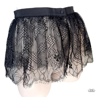 Černá krajková mini sukně Agent Provocateur Elsey Black s saténovým pasem