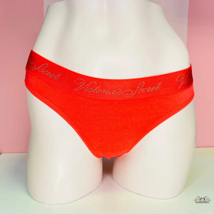 Bavlněné tanga - M / Korálová / Nové se štítky - Kalhotky Victoria’s Secret