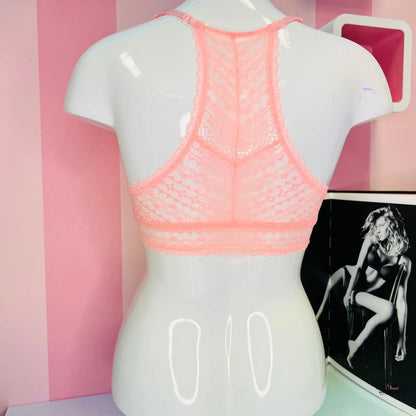 Elegantní Krajková Braletka se Zapínáním Vepředu pro Maximální Pohodlí - XS / Broskvová
