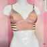 Nude bralette s zlato pruhovanými bočními panely na figuríně