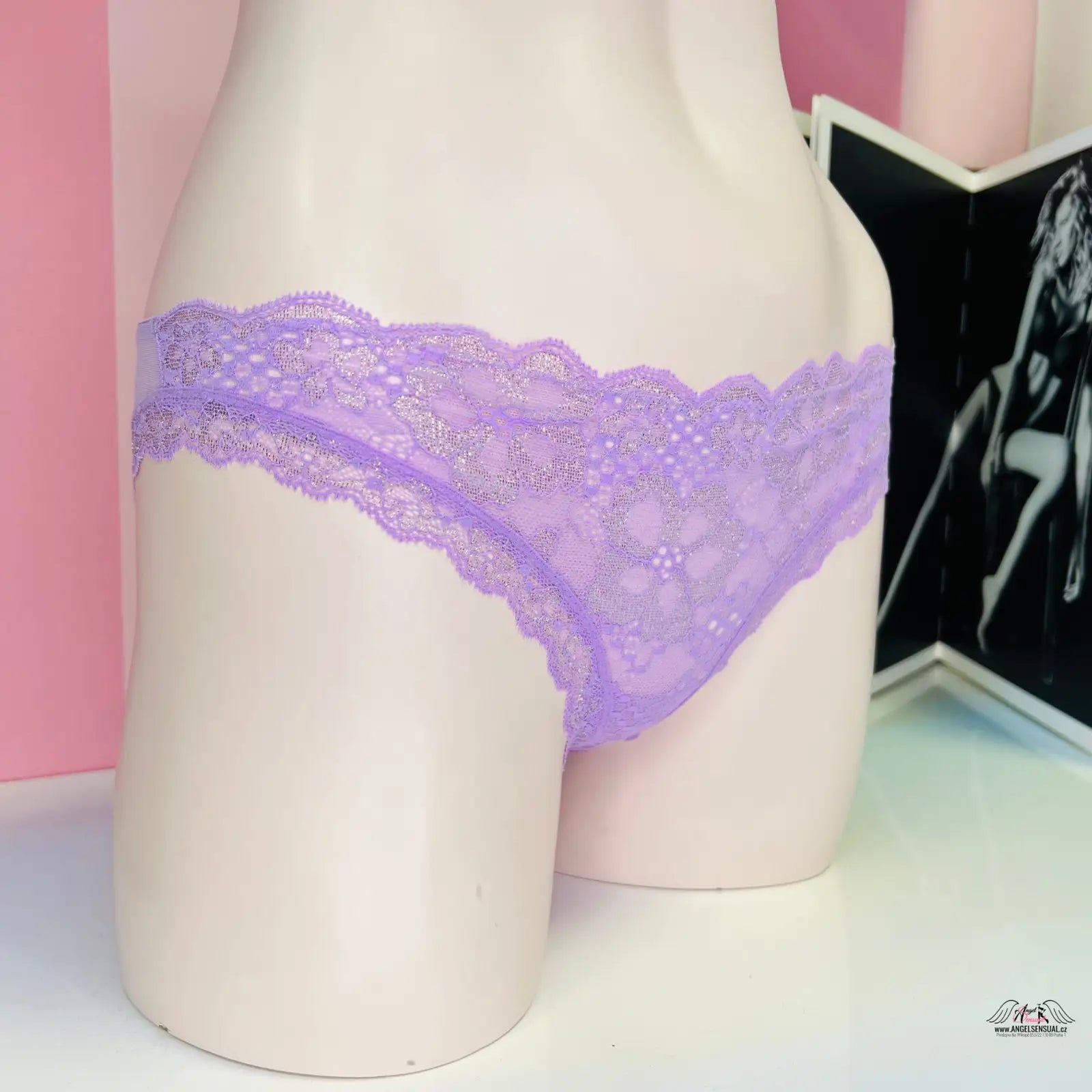 Lavender krajkové kalhotky Cheekini s jiskřivými detaily