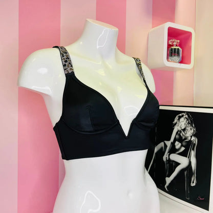 Braletka s kamínky na ramínkách - Černá / XS / Druhá kategorie - Victoria’s Secret