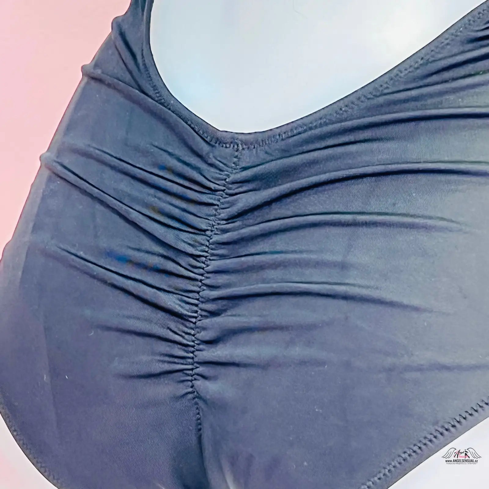 Námořnické modré řasené plavkové dno Elegantní Jednodílné Plavky bez Ramínek