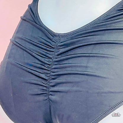 Námořnické modré řasené plavkové dno Elegantní Jednodílné Plavky bez Ramínek