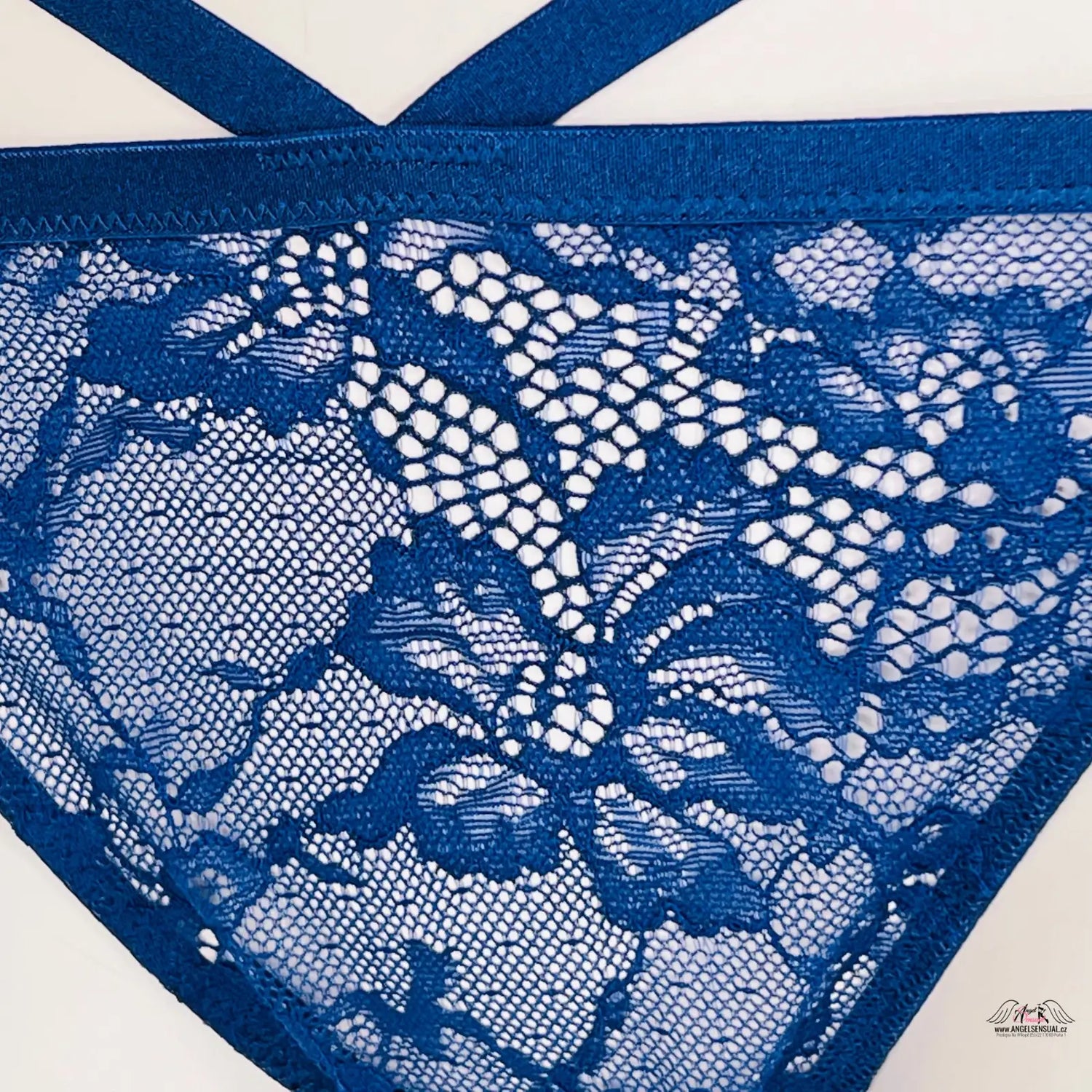 Elegantní krajkové kalhotky Cheekini v modré barvě inspirované Victoria’s Secret