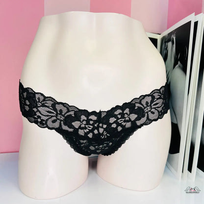 Černá krajková tanga s ozdobným šněrováním Elegantní Krajkové Tanga