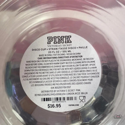 Růžový disco hrnek Victoria’s Secret s pokyny pro údržbu na Elegantní Nádobě na Pití