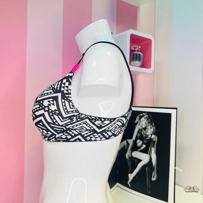 Černobílý vzorovaný bikini top Elegantní Podprsenka pro Sebevědomí a Styl