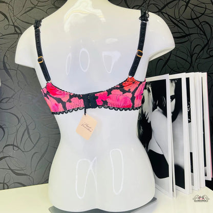 Černá podprsenka s růžovými květinami z kolekce Elegantní romantika s June Bra Multi