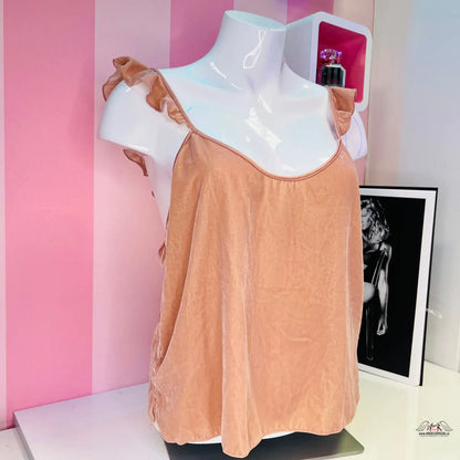 Elegantní semišový top s nastavitelnými ramínky v broskvové barvě