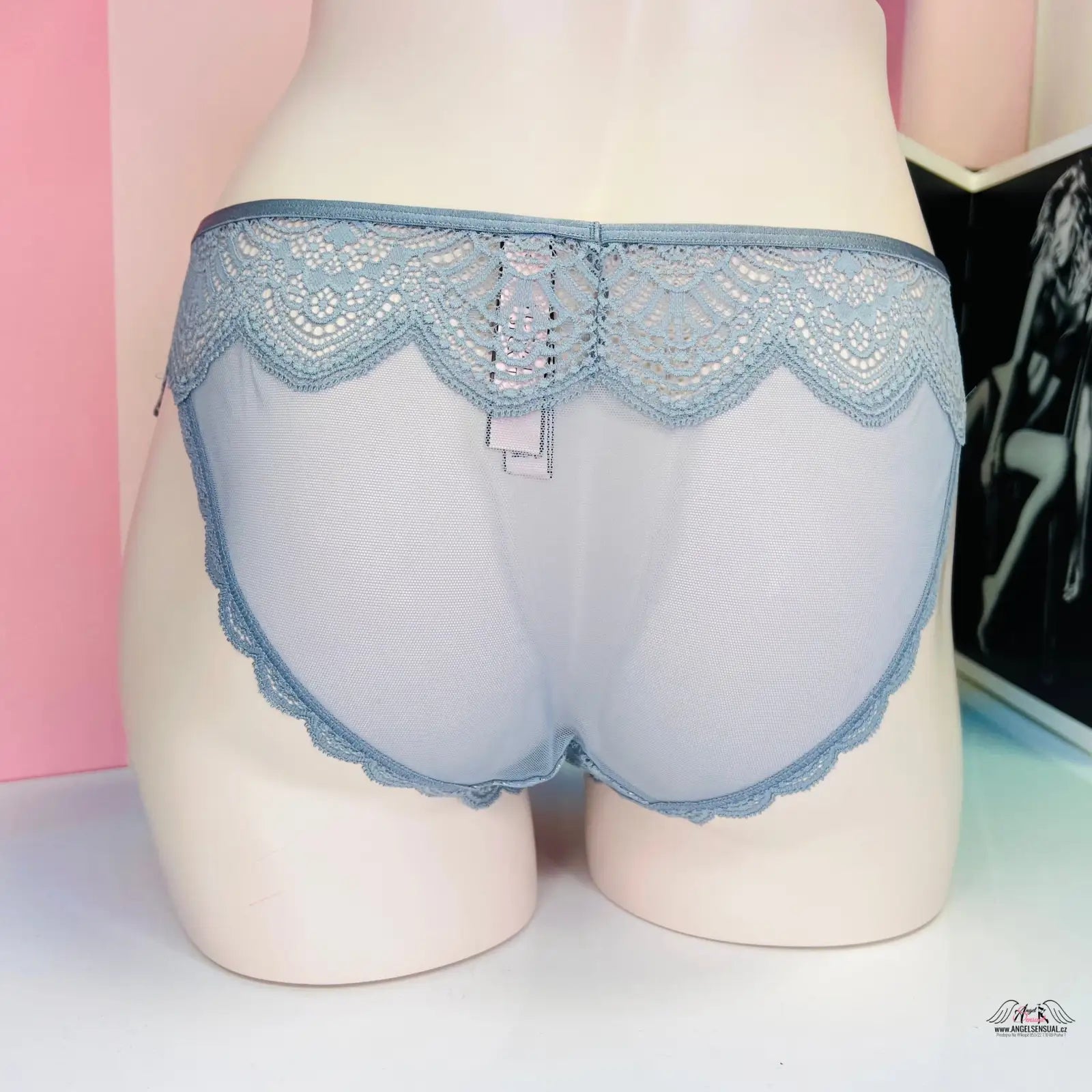 Modré krajkové průhledné kalhotky Elegantní Síťované Cheekini pro Komfort a Styl