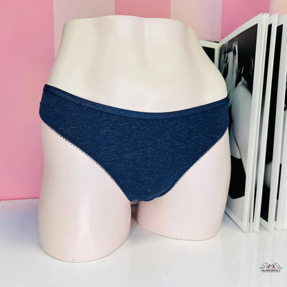 Modré bavlněné tangové kalhotky Elegantní Tanga s lehkým třpytivým efektem