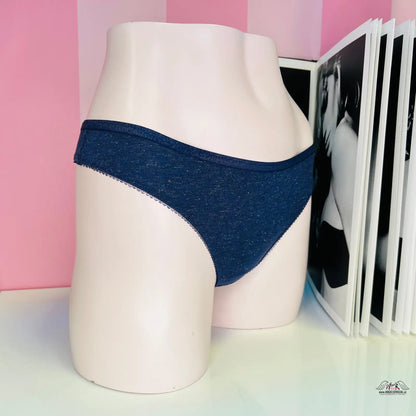 Námořnické modré krajkové spodní prádlo Elegantní Tanga s třpytivým efektem