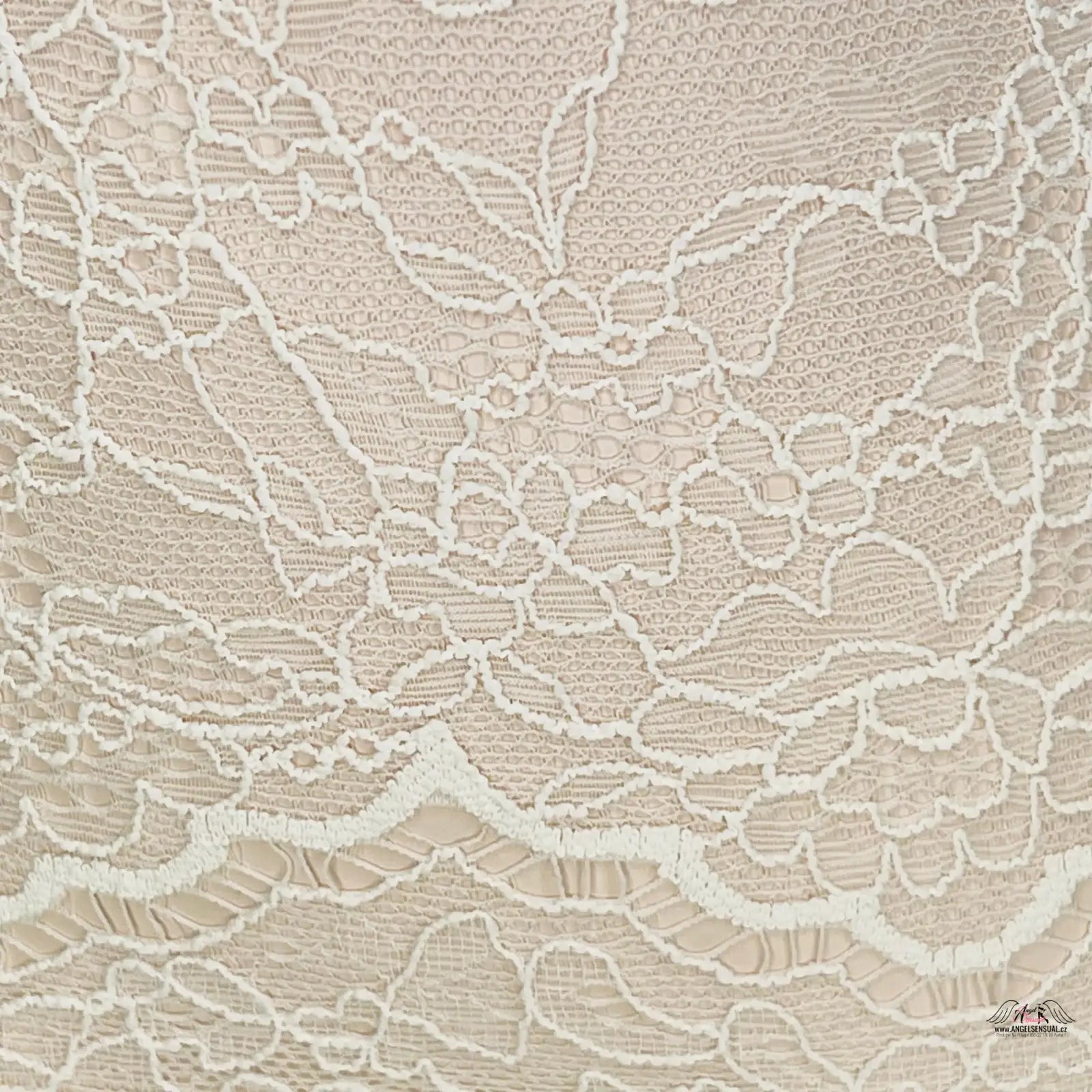 Jemný bílý květinový krajkový vzor na béžovém materiálu Elegantní Tanga s Vysokým Pasem