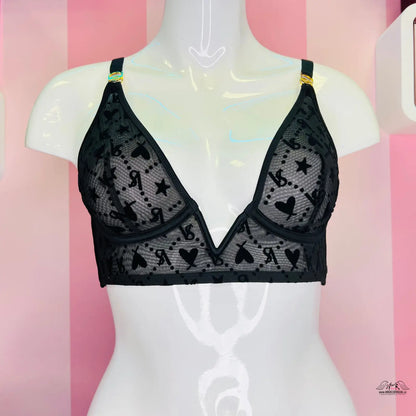 Černá krajková braletka se vzorem hvězdiček od Victoria’s Secret