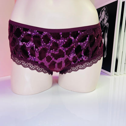 Kalhotky s flitry - L / Vínová / Nové se štítky - Cheeky Victoria’s Secret